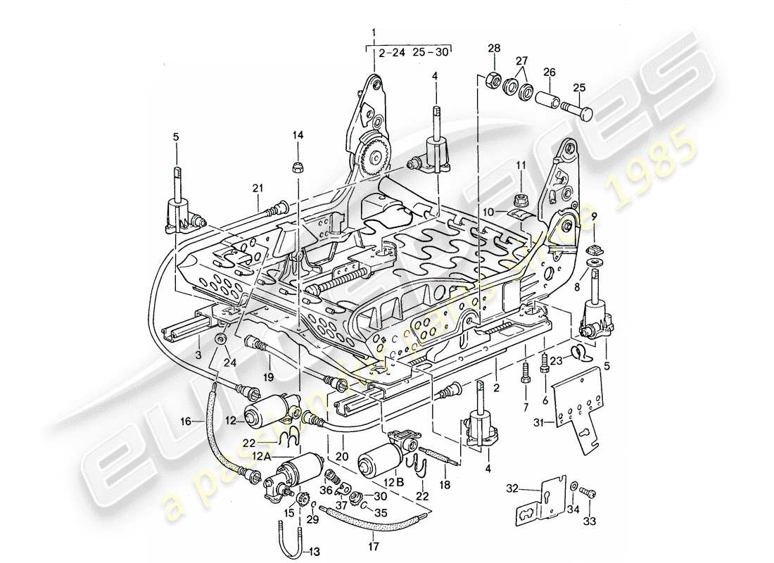 porsche 959 (1987) frame for seat - single parts part diagram