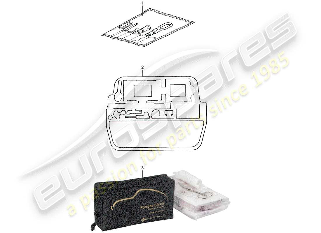 porsche 996 gt3 (2004) tool - fire extinguisher part diagram