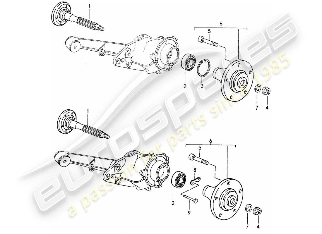 porsche 968 (1994) rear wheel shaft - lubricants part diagram