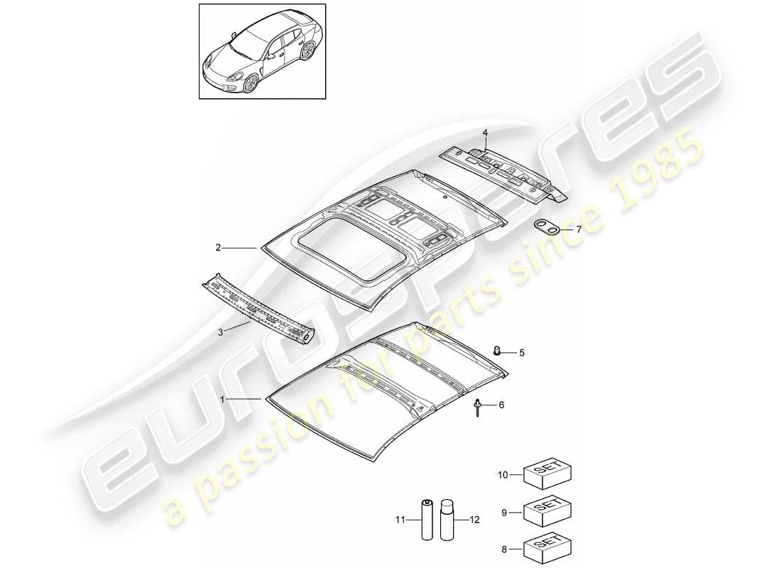 porsche panamera 970 (2016) roof part diagram