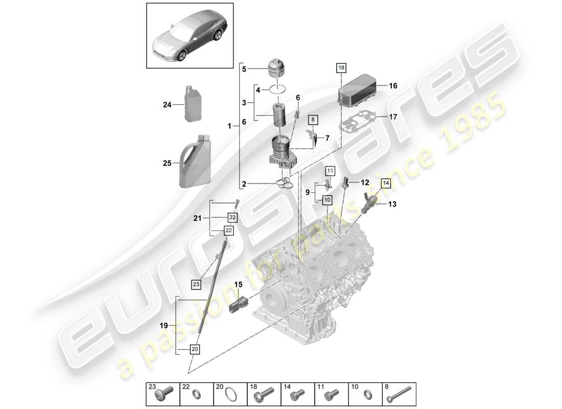 porsche panamera 971 (2020) oil filter parts diagram
