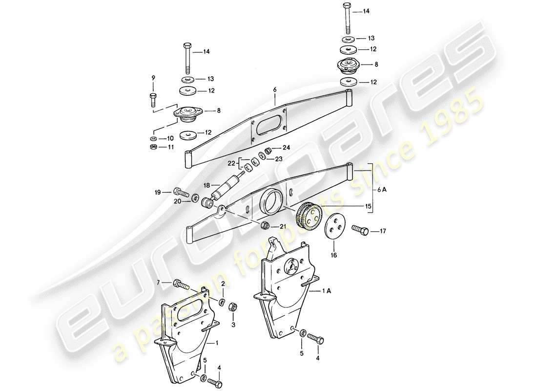 porsche 911 (1985) engine suspension part diagram