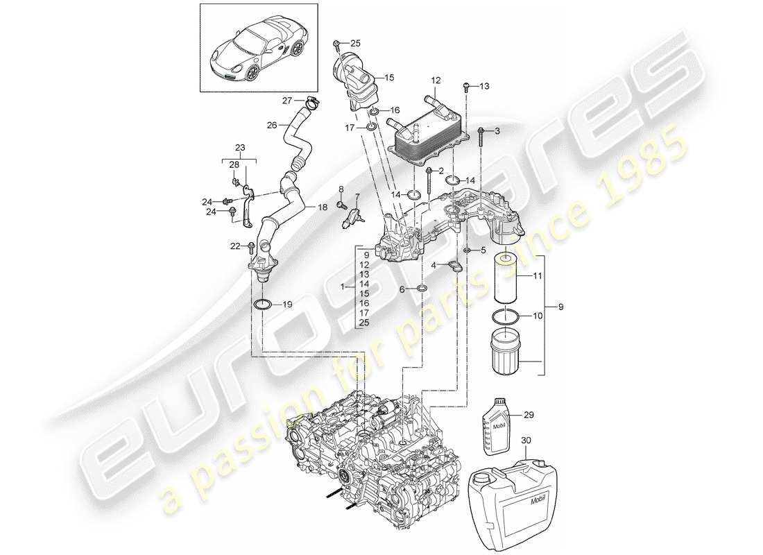 porsche boxster 987 (2012) engine lubrication part diagram