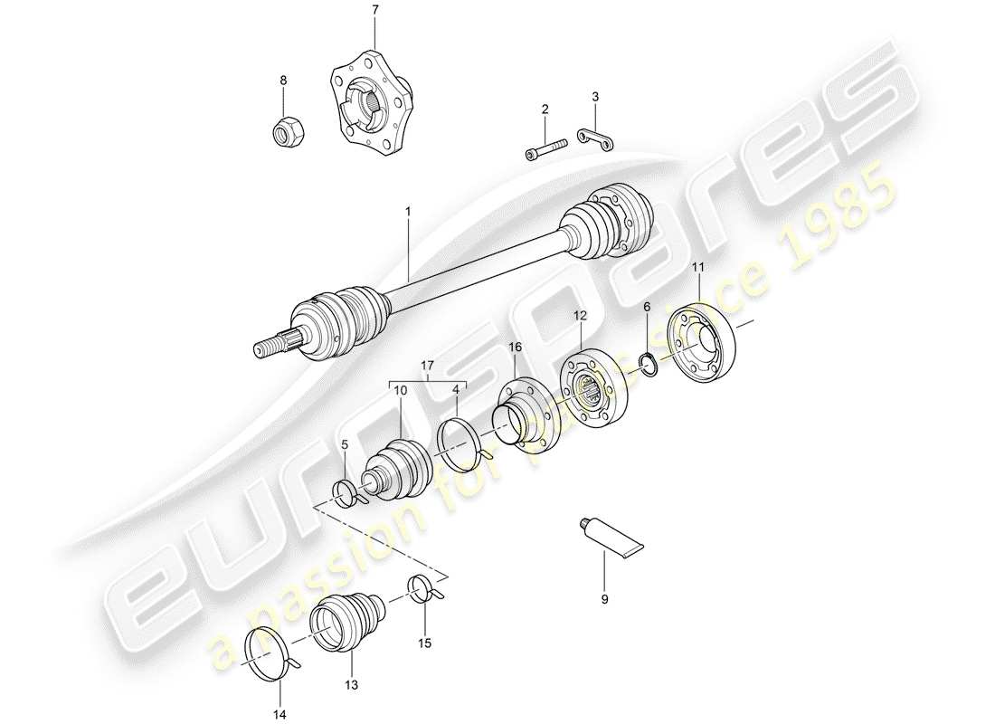 porsche cayman 987 (2006) drive shaft part diagram