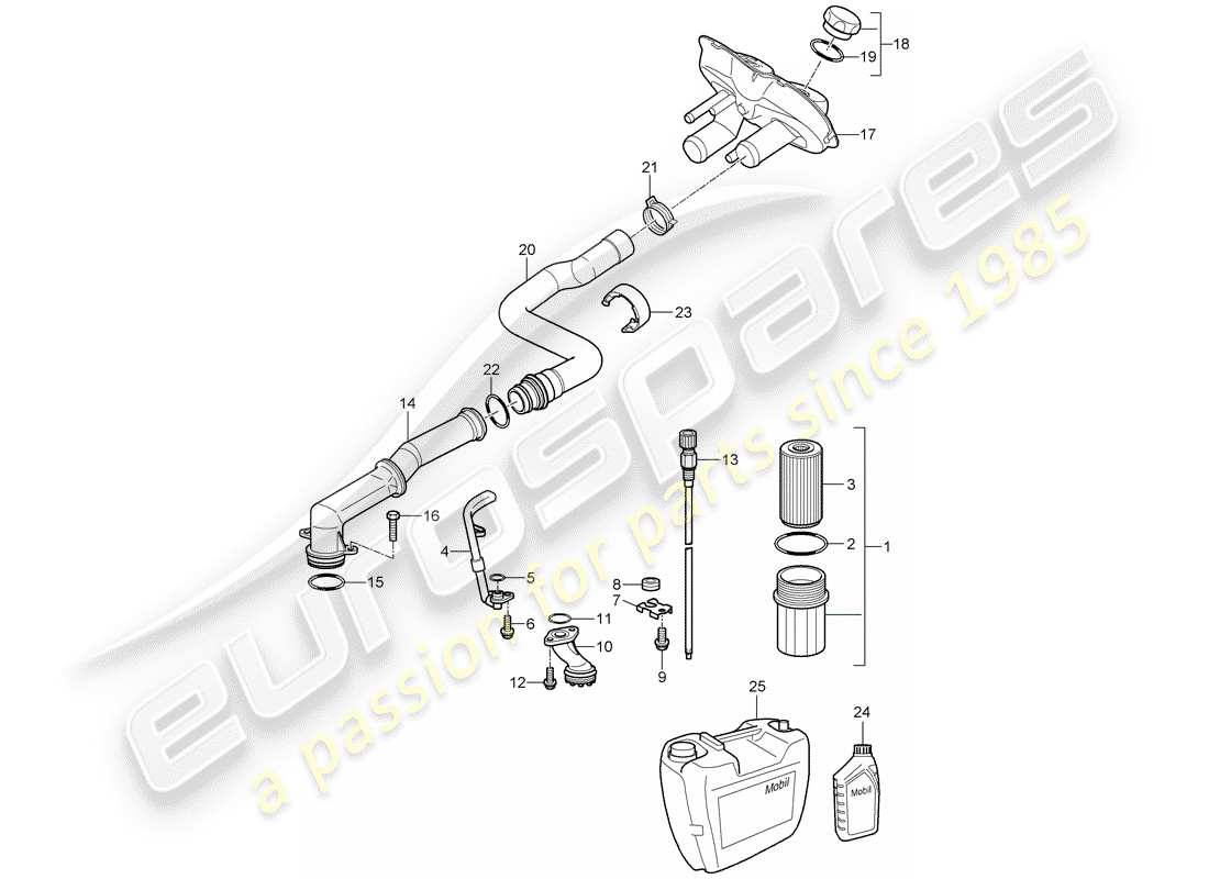 porsche cayman 987 (2007) engine lubrication part diagram