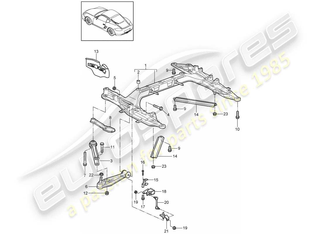 porsche cayman 987 (2012) cross member parts diagram