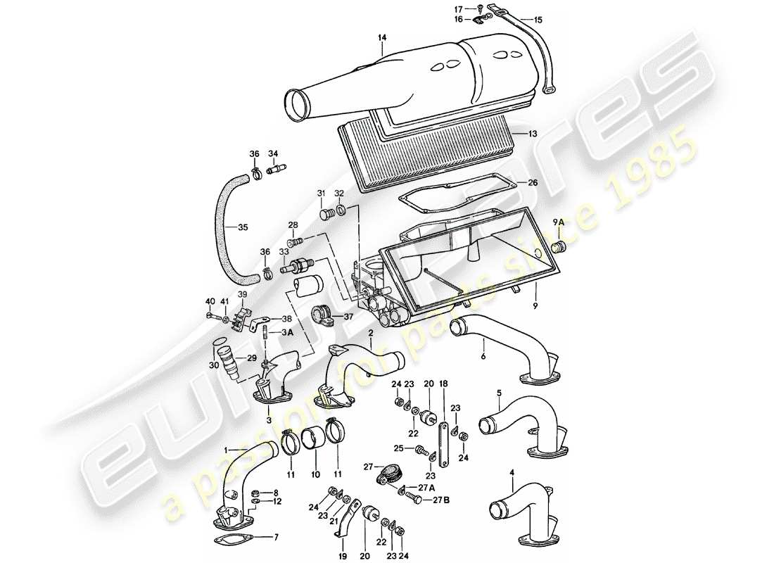 porsche 911 (1983) air cleaner parts diagram