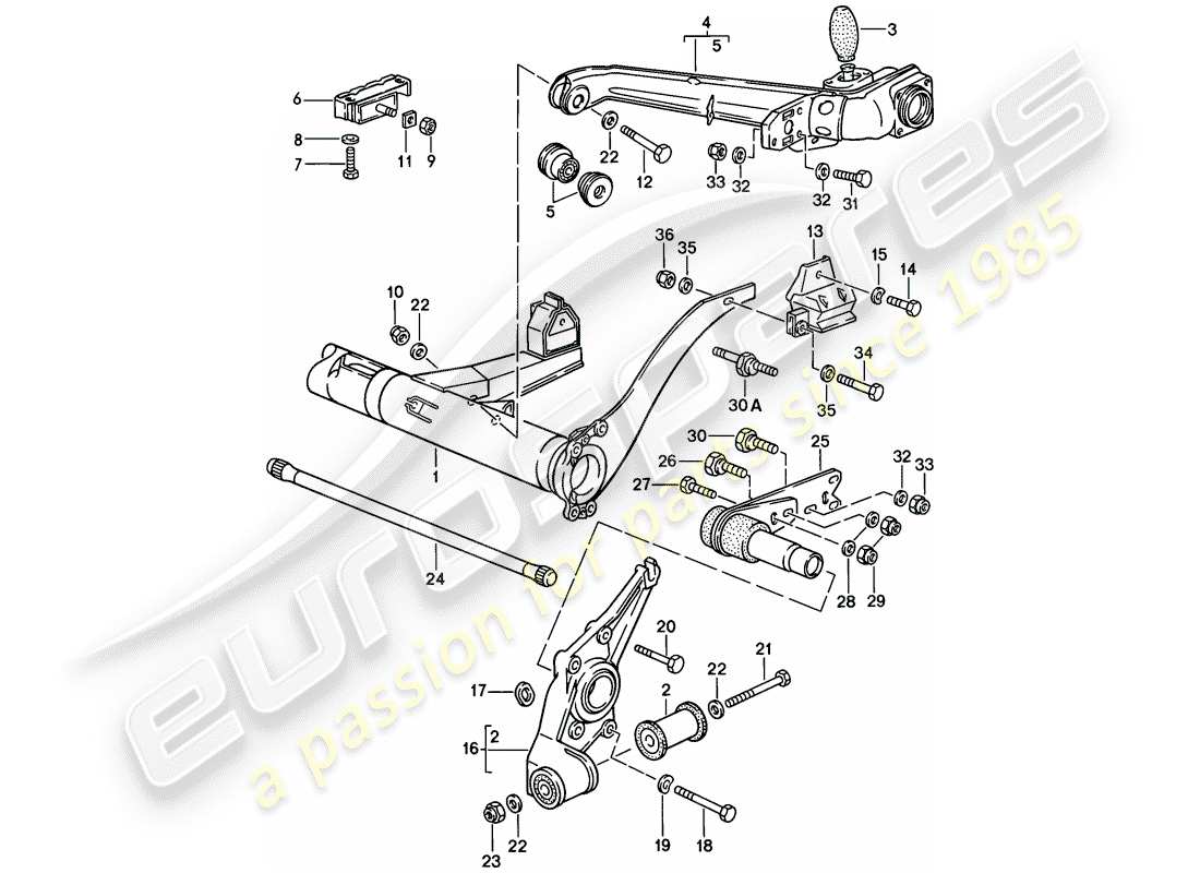 porsche 944 (1984) rear axle carrier - trailing arm parts diagram