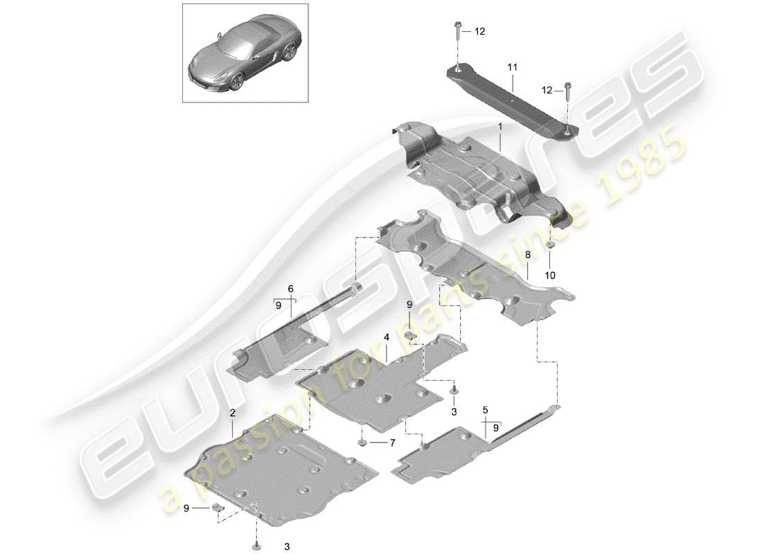 porsche boxster 981 (2012) lining part diagram