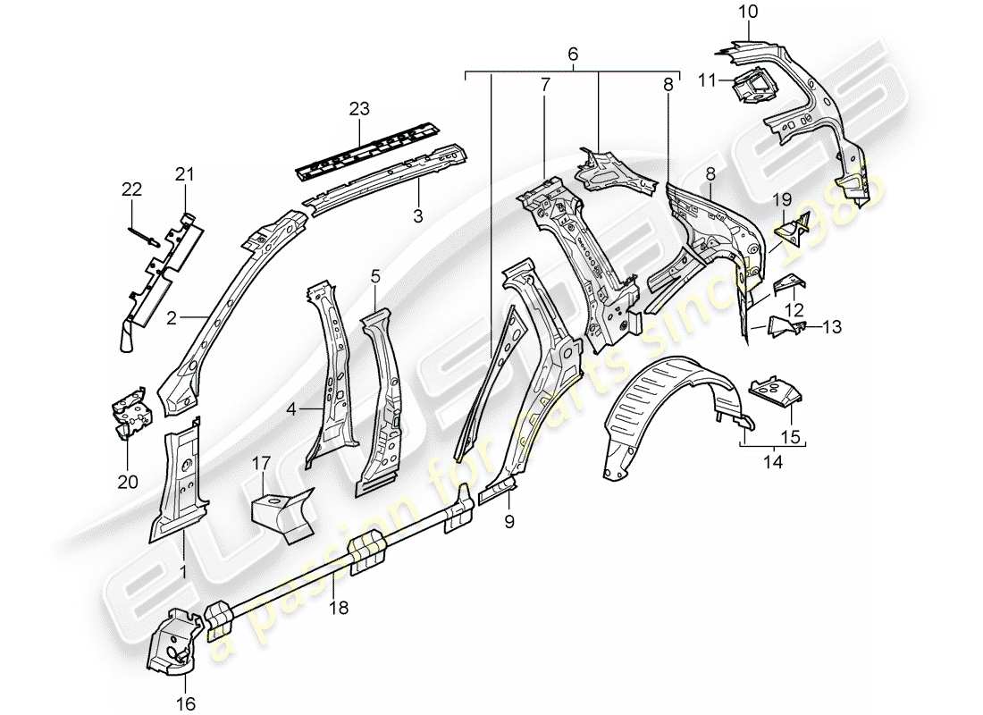 porsche cayenne (2005) side panel part diagram