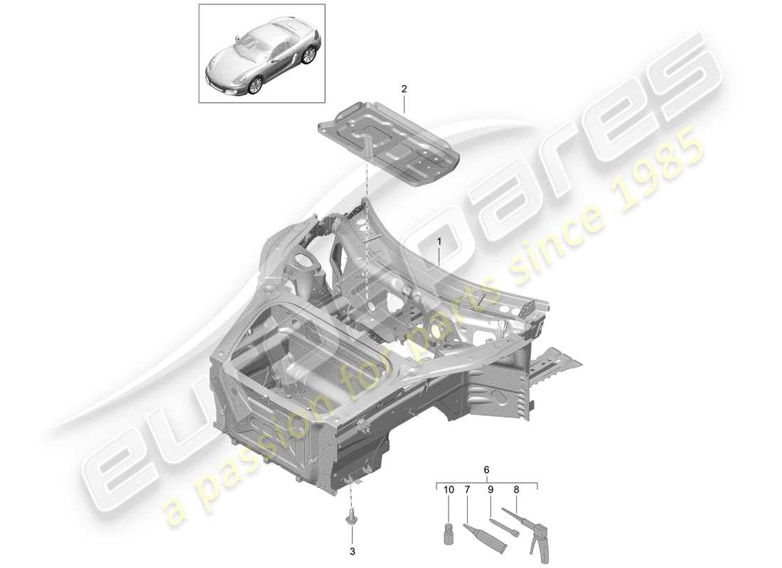 porsche boxster 981 (2012) front end part diagram