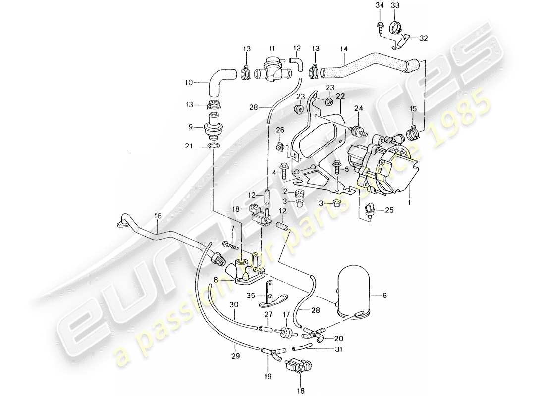 porsche 996 (1998) secondary air pump parts diagram