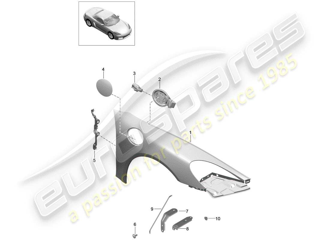 porsche 718 boxster (2020) fender part diagram