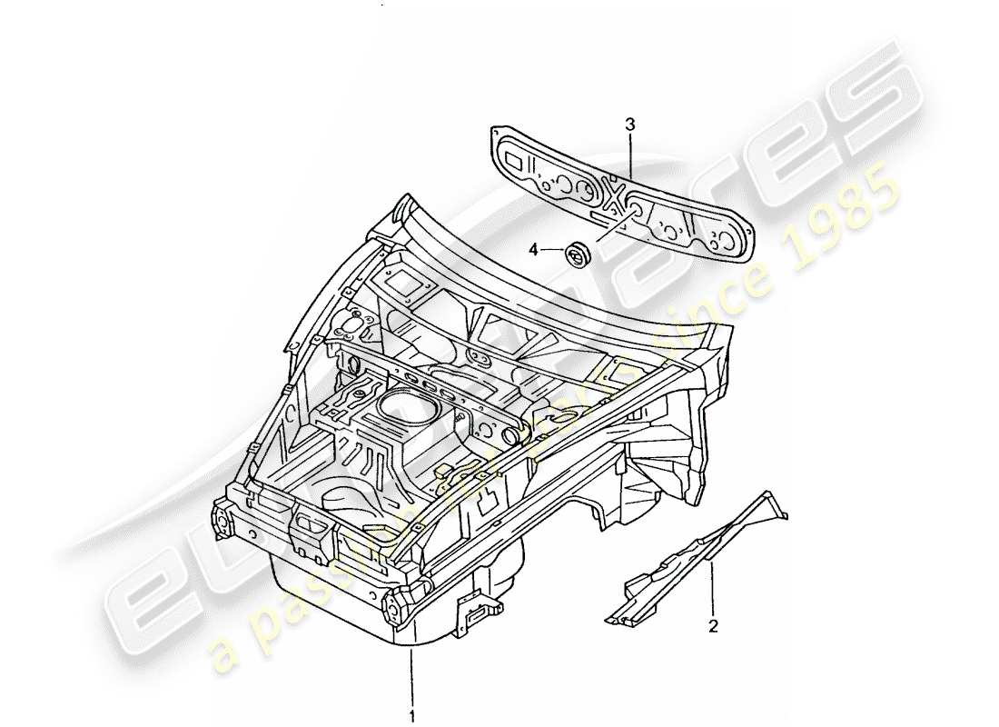 porsche 996 gt3 (2001) front end parts diagram