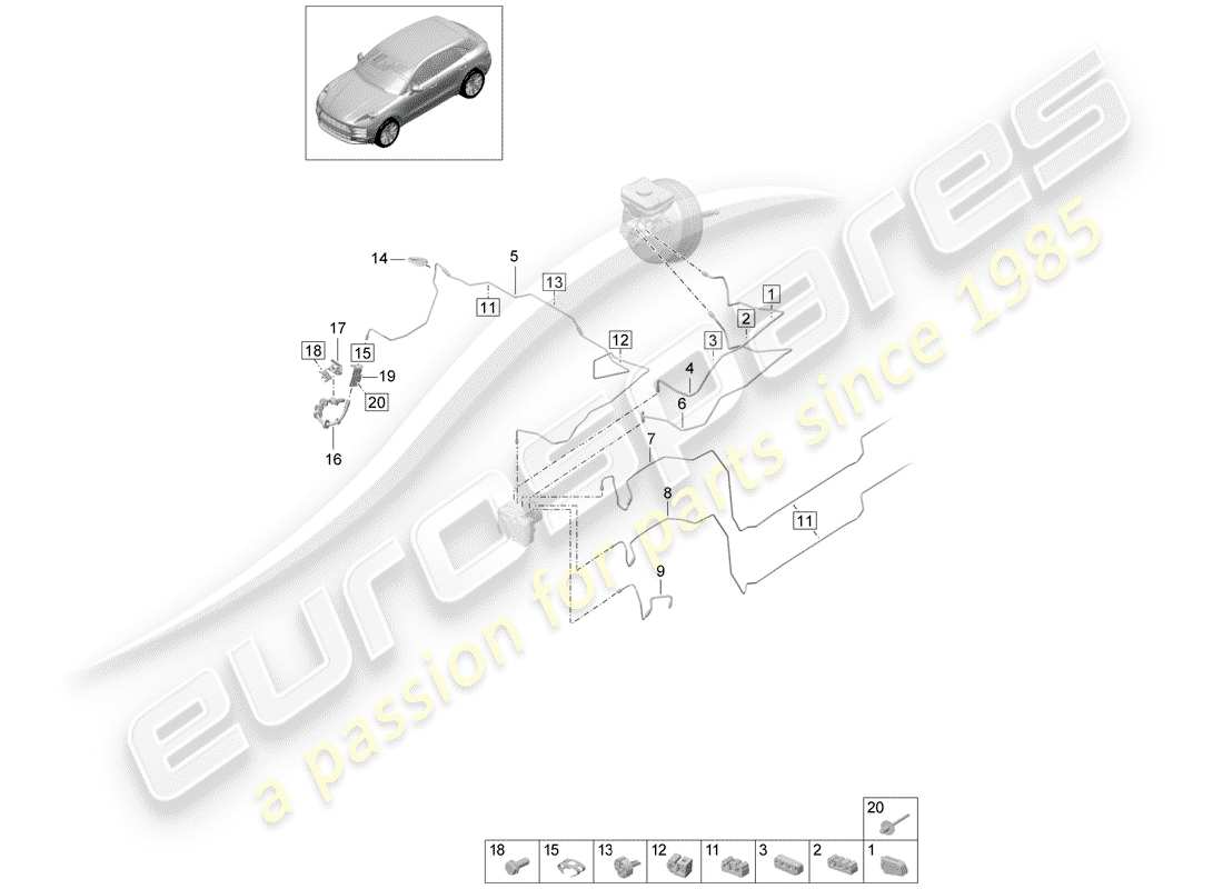 porsche macan (2020) brake line part diagram