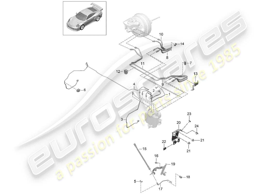 porsche 991 turbo (2019) brake line part diagram