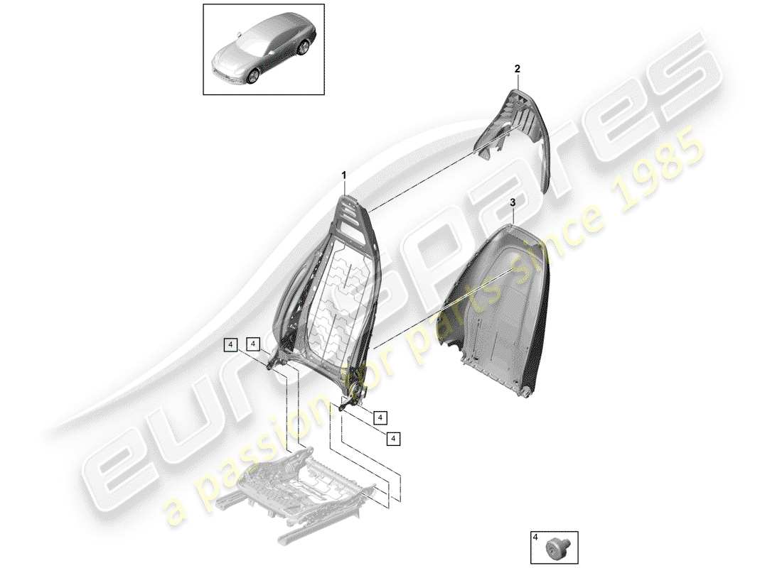 porsche panamera 971 (2017) backrest part diagram