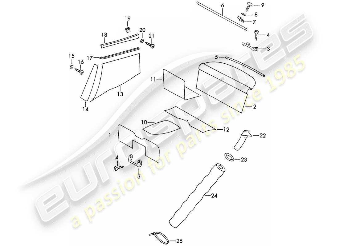 porsche 911/912 (1967) interior equipment part diagram