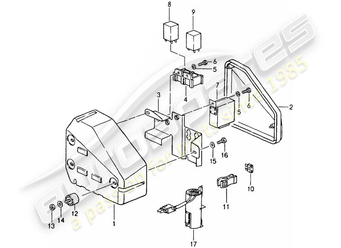 porsche 964 (1994) fuse box/relay plate - engine compartment part diagram