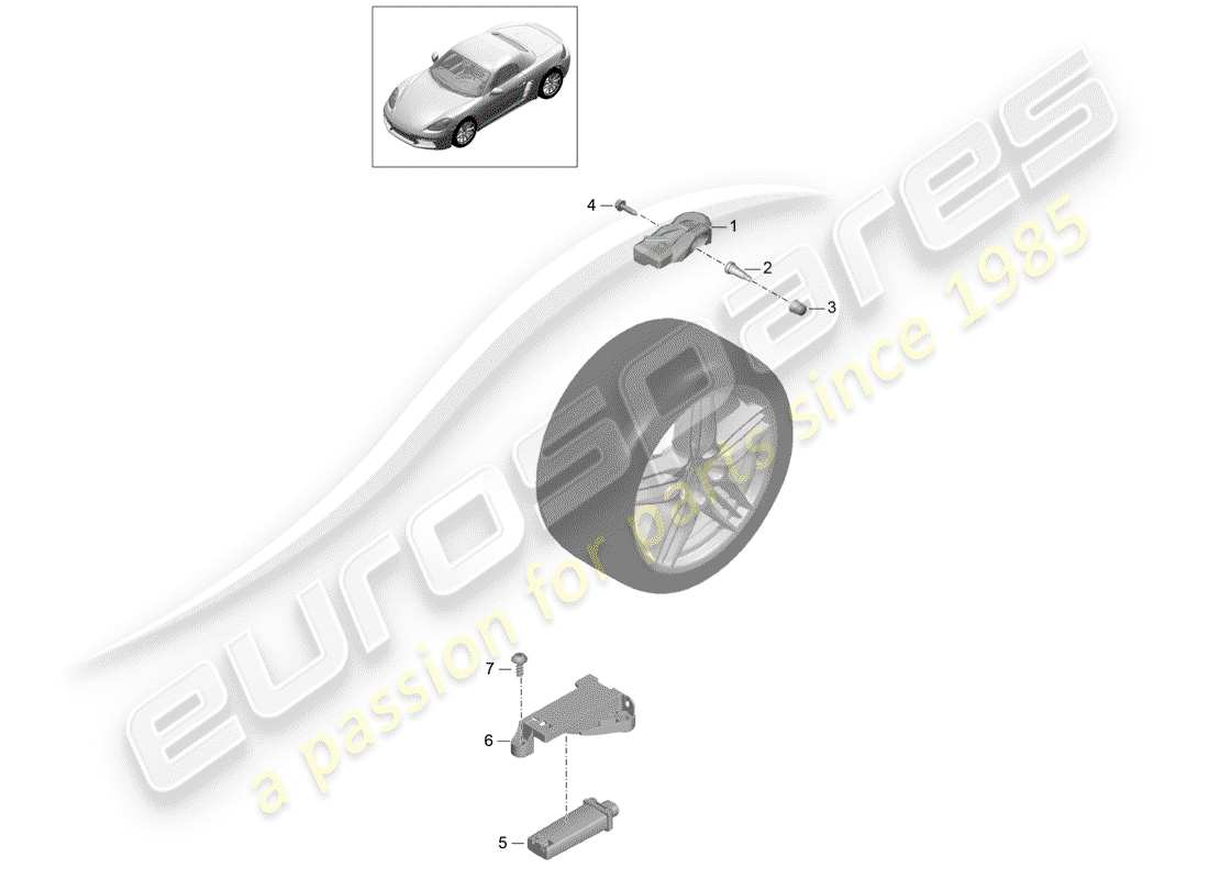 porsche 718 boxster (2019) tire pressure control system part diagram