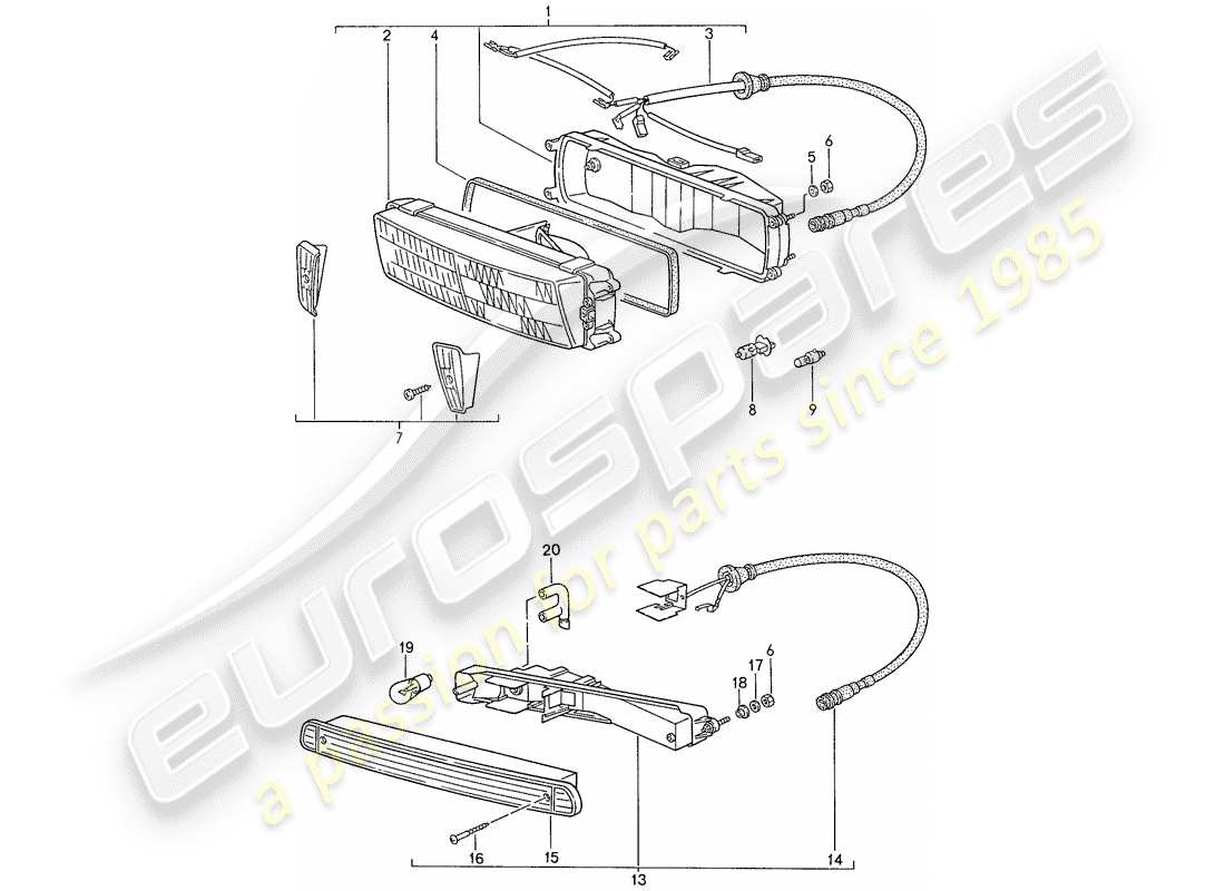 porsche 944 (1989) additional headlight - turn signal part diagram