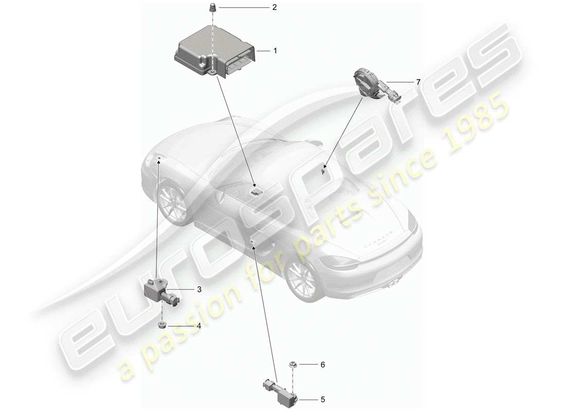 porsche boxster 981 (2012) electronic control module part diagram