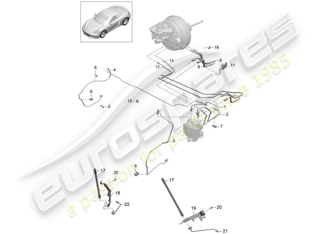 porsche 718 cayman (2017) brake line parts diagram
