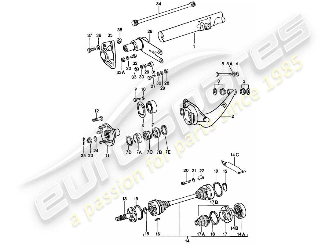 porsche 1983 (911) rear axle parts diagram