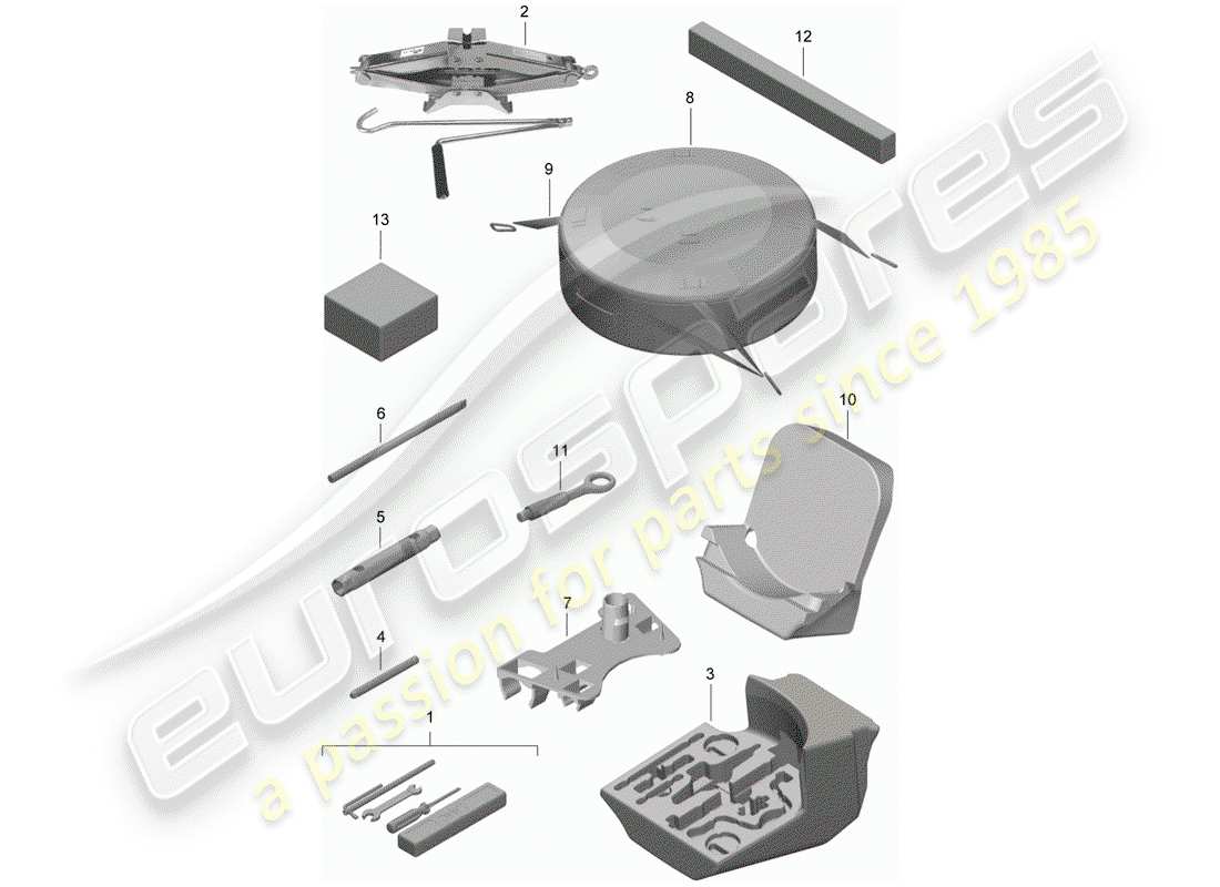 porsche boxster 981 (2013) tool parts diagram