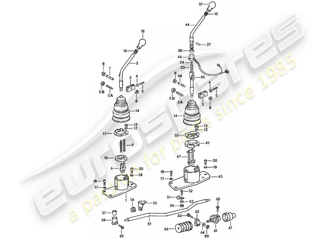 porsche 911 (1983) transmission control parts diagram