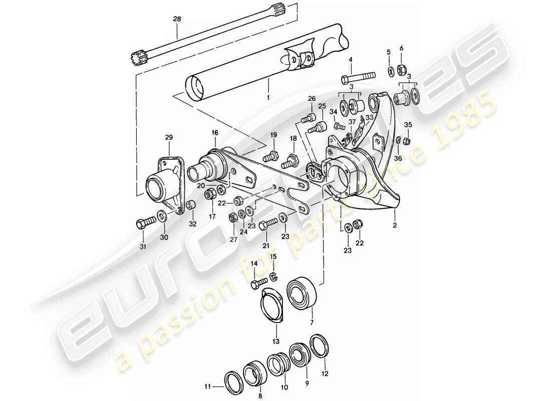 porsche 911 (1985) rear axle part diagram