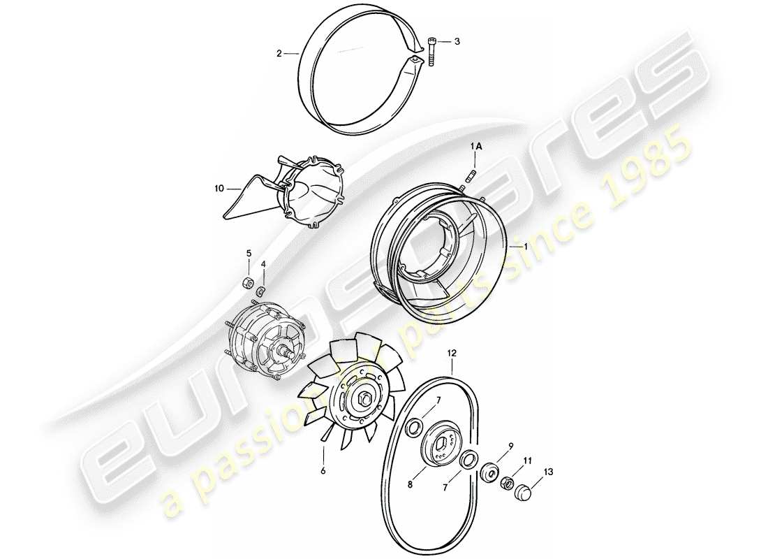 porsche 911 (1985) air cooling part diagram