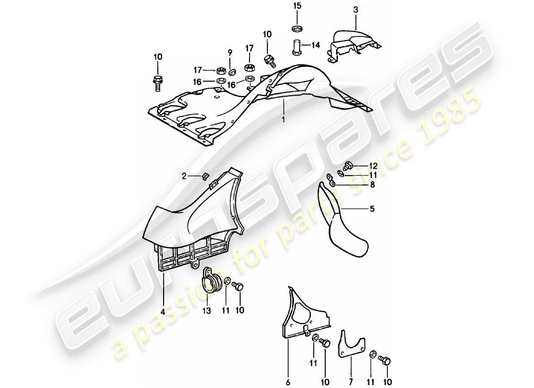 porsche 911 (1983) air duct parts diagram