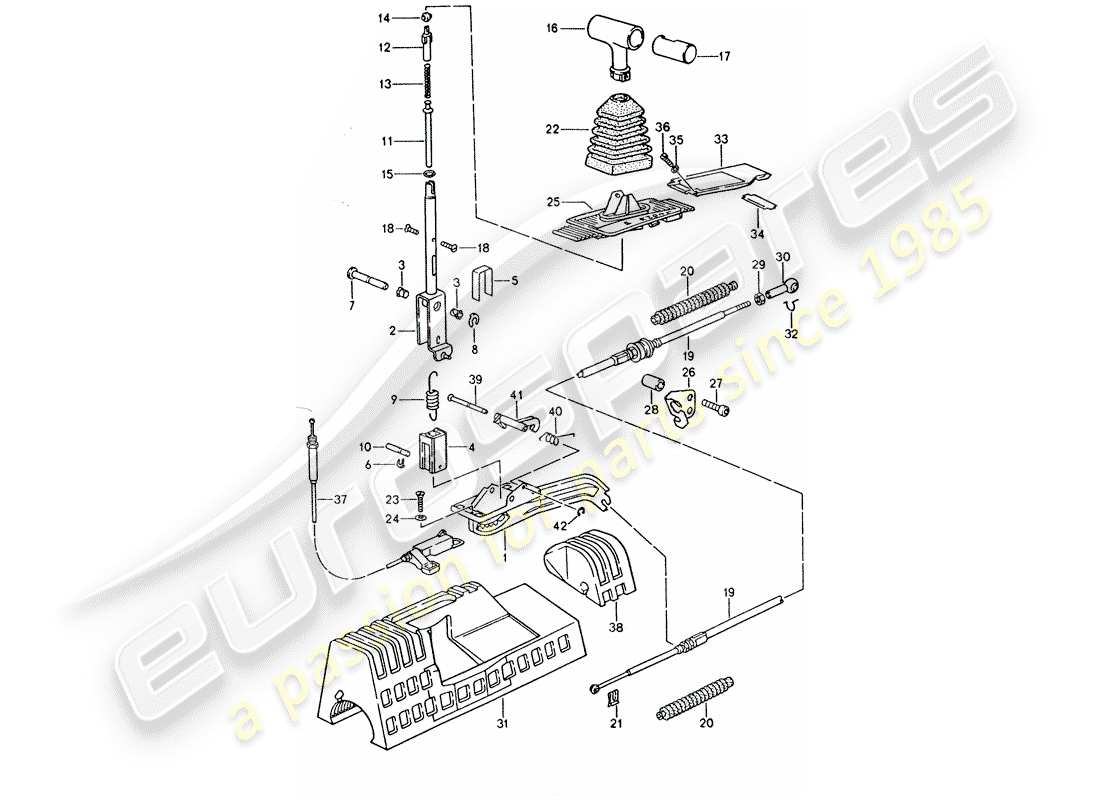 porsche 928 (1993) shift mechanism - for vehicles with - automatic transmission part diagram