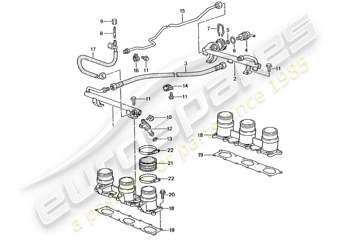 porsche 996 gt3 (2004) fuel collection pipe parts diagram