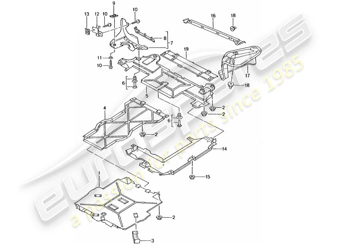 porsche 996 gt3 (2001) trims - for - underbody part diagram