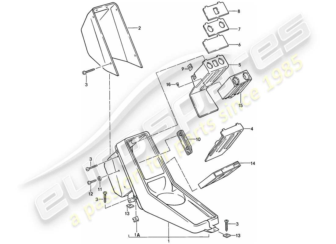 porsche 911 (1985) center console part diagram