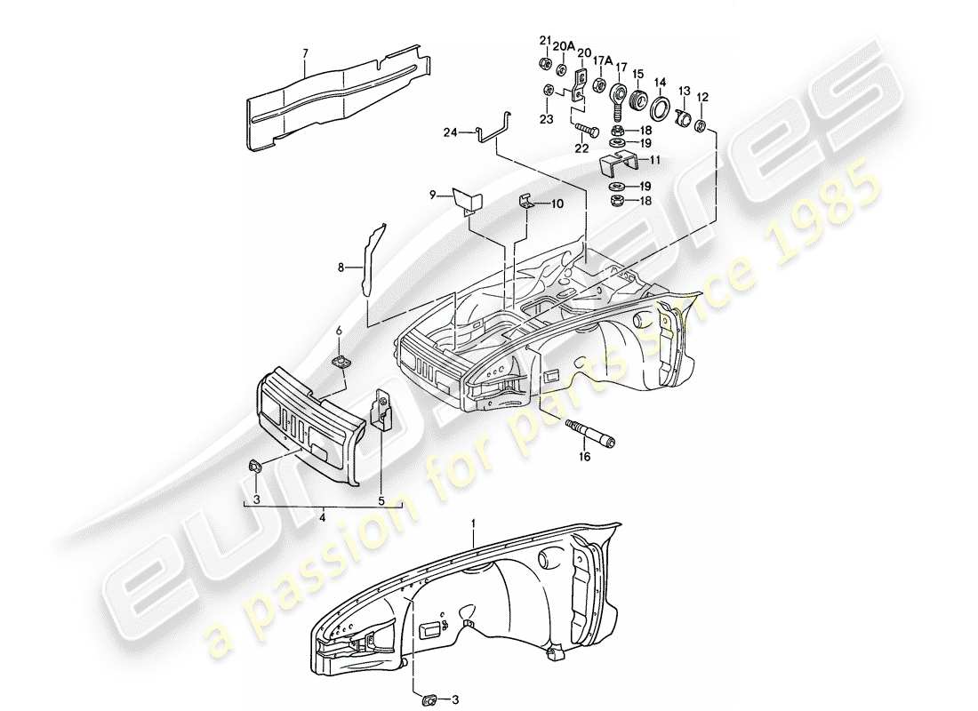 porsche 911 (1988) special model - flatnose design - interior panelling part diagram