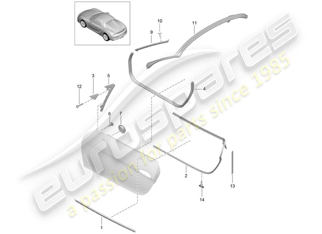 porsche 2016 door seal part diagram