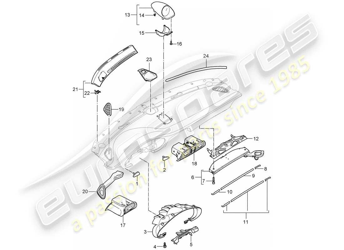 porsche 997 t/gt2 (2009) accessories parts diagram