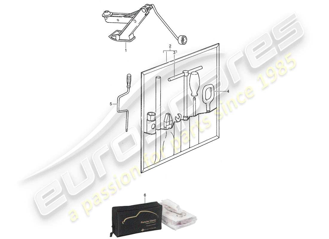 porsche 968 (1994) accessories - tool - first aid kit part diagram