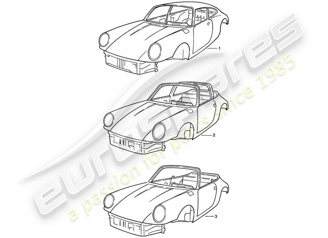 porsche 911 (1985) car body part diagram