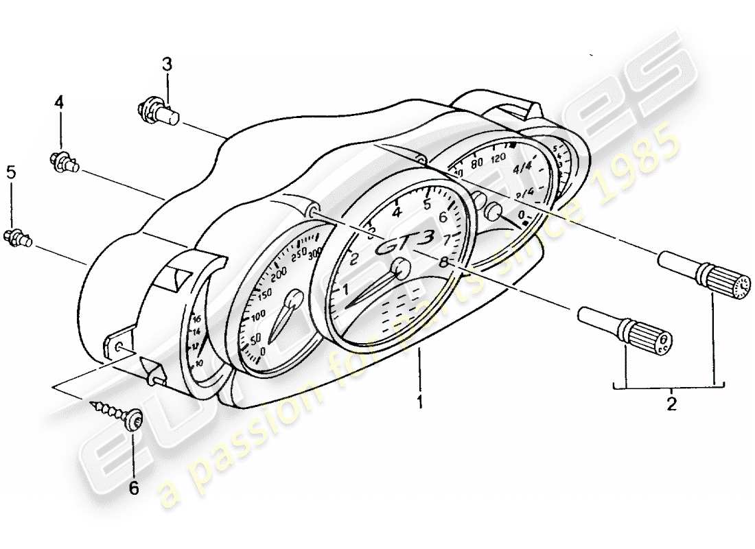 porsche 996 gt3 (2004) instruments - complete part diagram