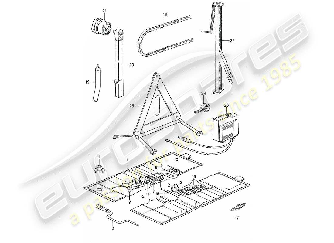 porsche 959 (1987) tool - jack part diagram