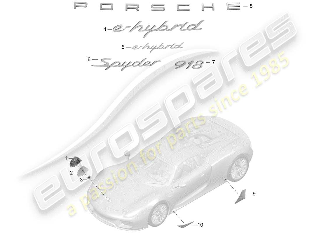 porsche 918 spyder (2015) nameplates parts diagram