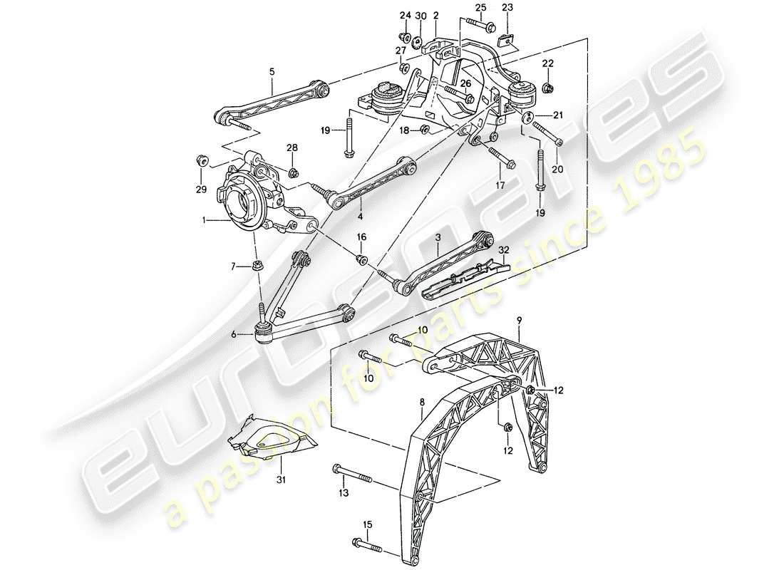 porsche 993 (1994) rear axle part diagram