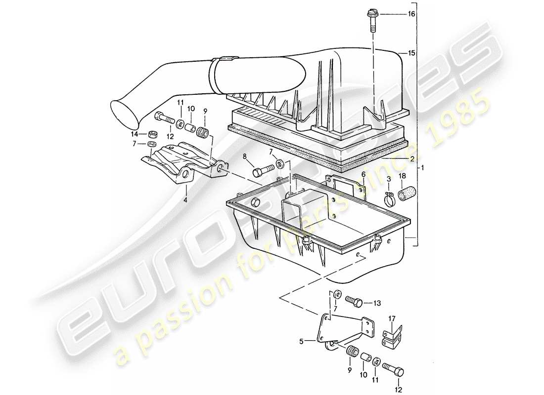 porsche 944 (1990) air cleaner system parts diagram