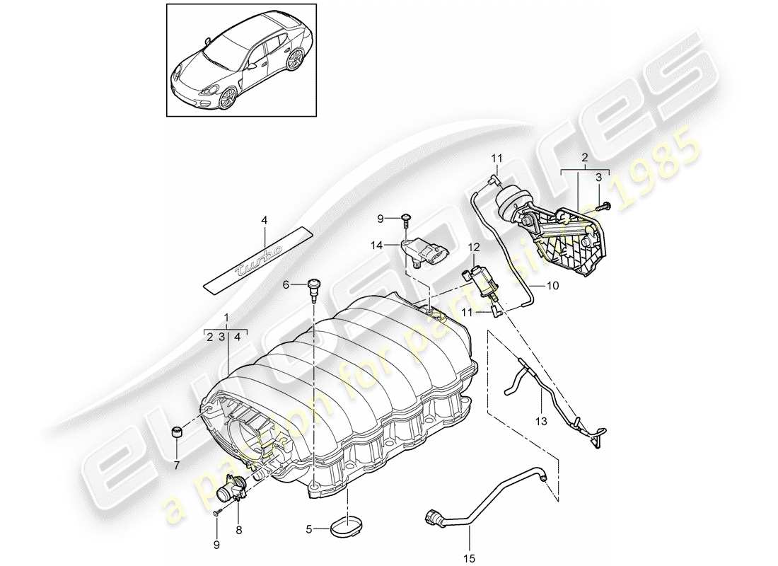 porsche panamera 970 (2016) intake air distributor part diagram