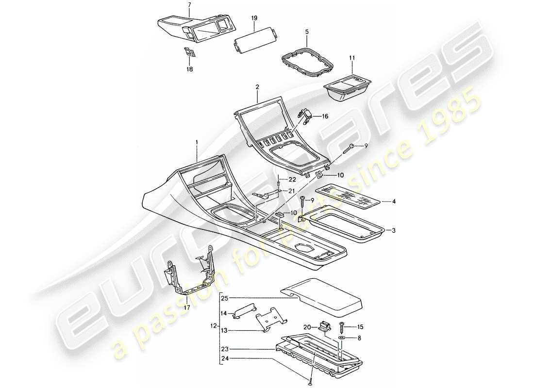 porsche 968 (1994) cassette holder - center console part diagram