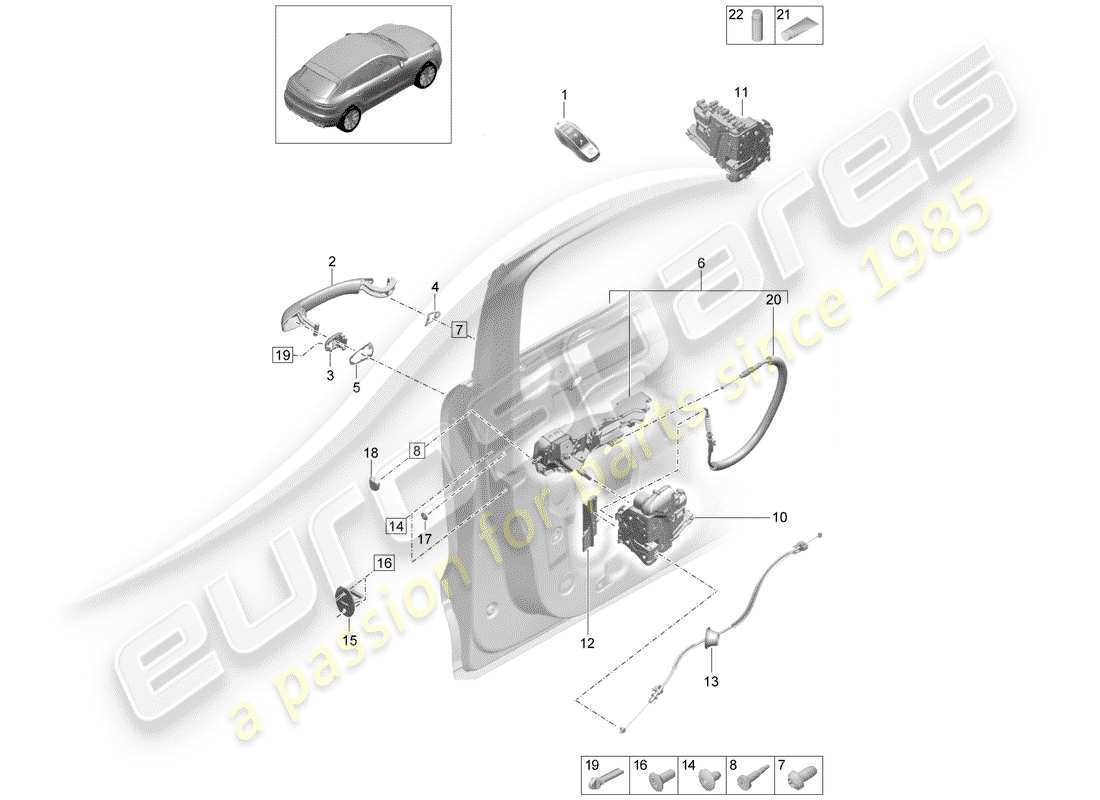 porsche macan (2020) door latches part diagram